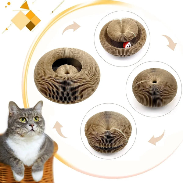 Grattoir pour chat en carton avec piste à balles