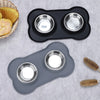 Double Dog Bowl Set with Anti-Slip Silicone Mat