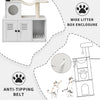 2-in-1 Cat Tree with Hidden Litter Box Enclosure, White