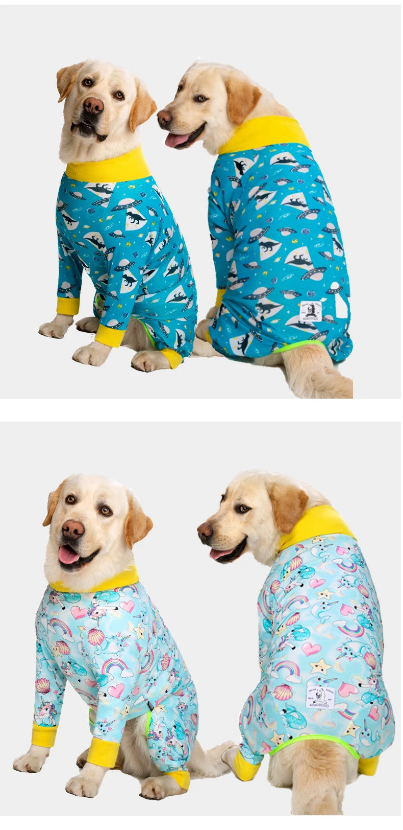 Soft Cotton Dog Pajamas Jumpsuit for Medium & Large Dogs
