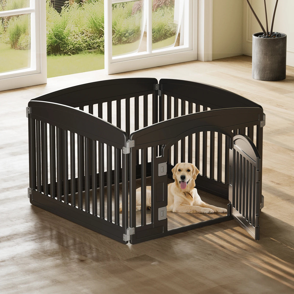 Expandable Plastic Dog Playpen with Door - 6 Panel