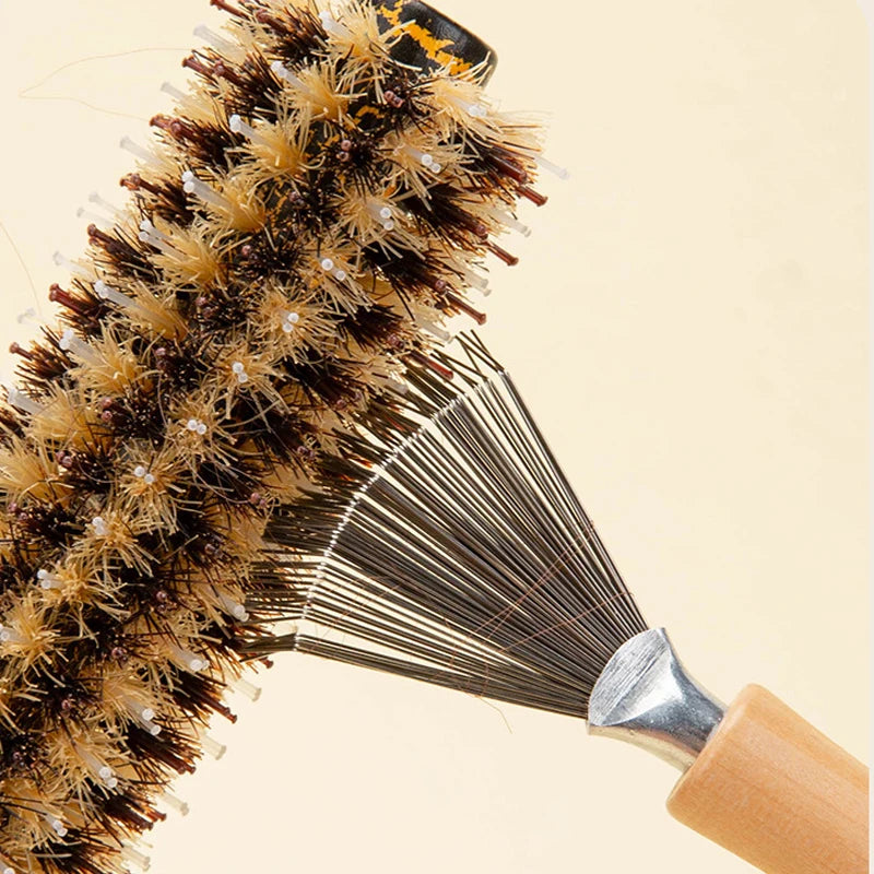Wooden Hairbrush Cleaner Tool with Handle