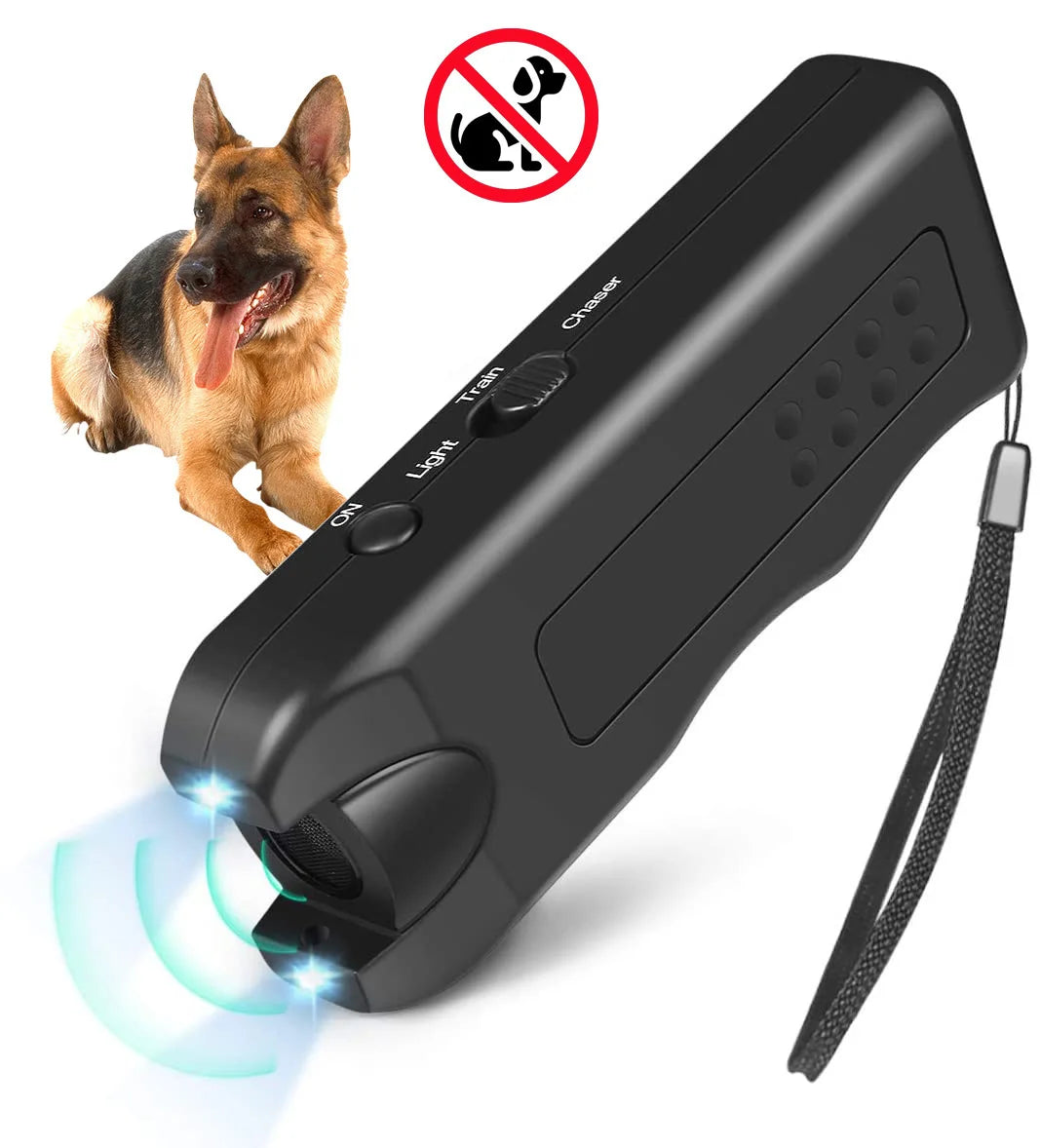 Rechargeable Ultrasonic Dog Bark Deterrent with LED Light