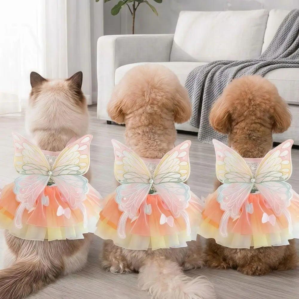 Rainbow Butterfly Tutu Dress for Small Dogs and Cats