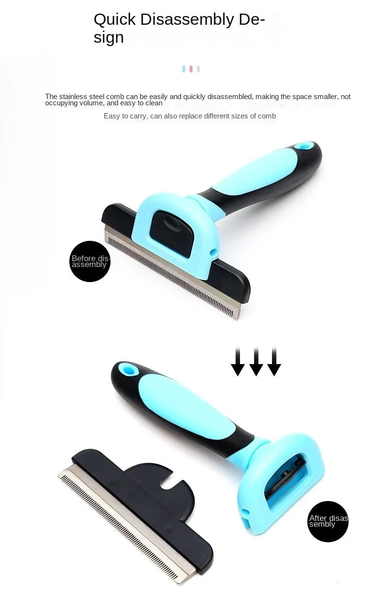 Detachable Pet Hair Grooming Comb with Replaceable Heads