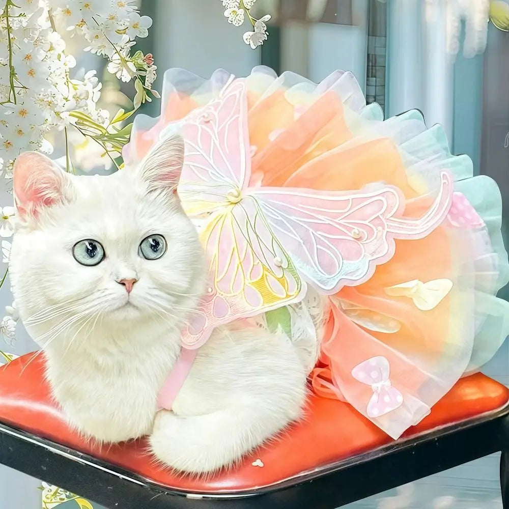 Rainbow Butterfly Tutu Dress for Small Dogs and Cats