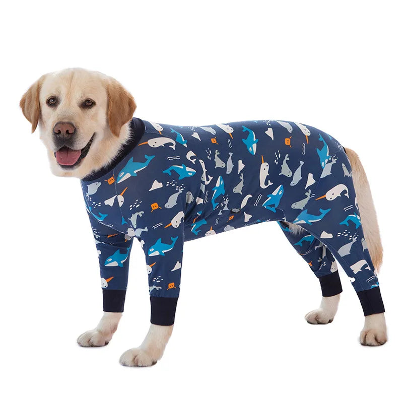 Cartoon Print Cotton Pajamas for Medium and Large Dogs