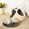 Cozy Cave Cat Bed with Lantern Fish Design