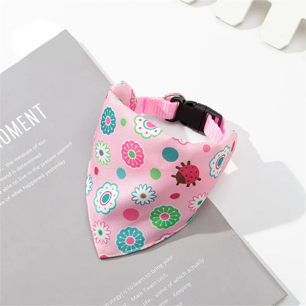 Pink bandana with a sweet print pattern for small dogs and cats