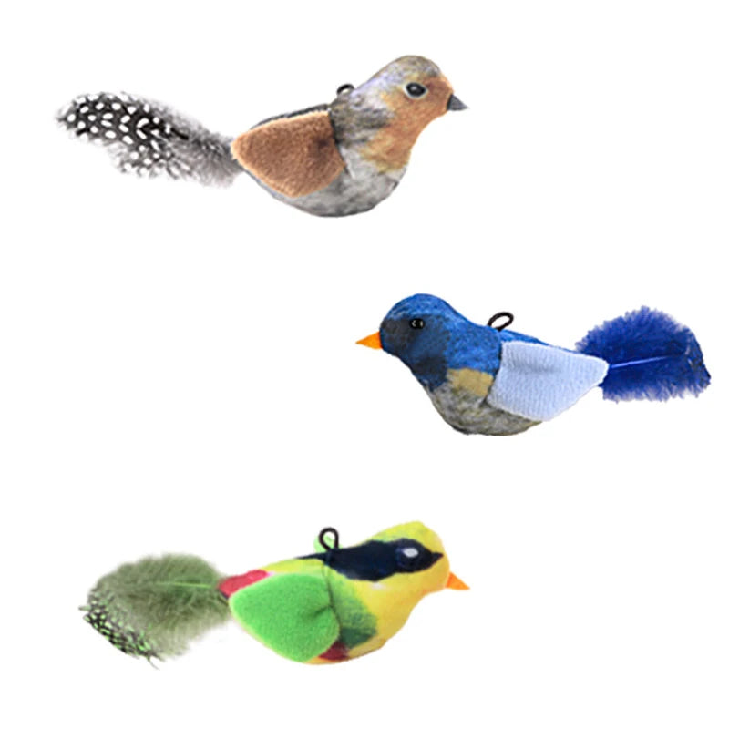 Realistisch wirkender Plüsch-Vogel-Katzenspielzeug mit Federn