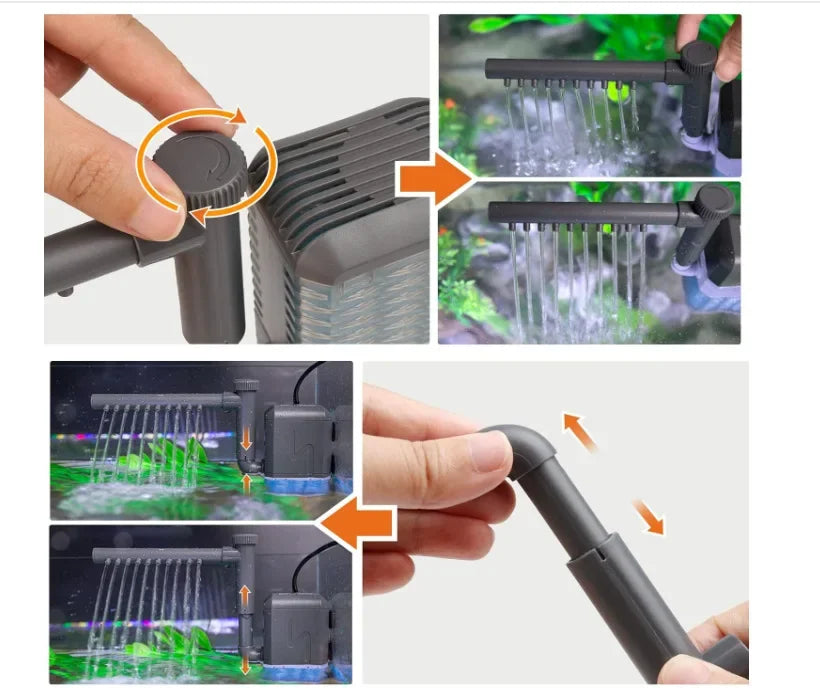 3-in-1 Silent Aquarium Filter with Wave Maker and Oxygenation