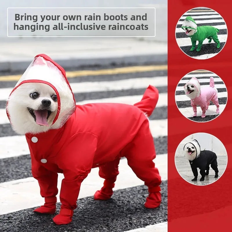 All-in-One Waterproof Dog Raincoat with Full Leg Coverage