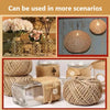 Natural sisal rope cat scratcher DIY wrapping kit shown with various woven items and a clear glass container.