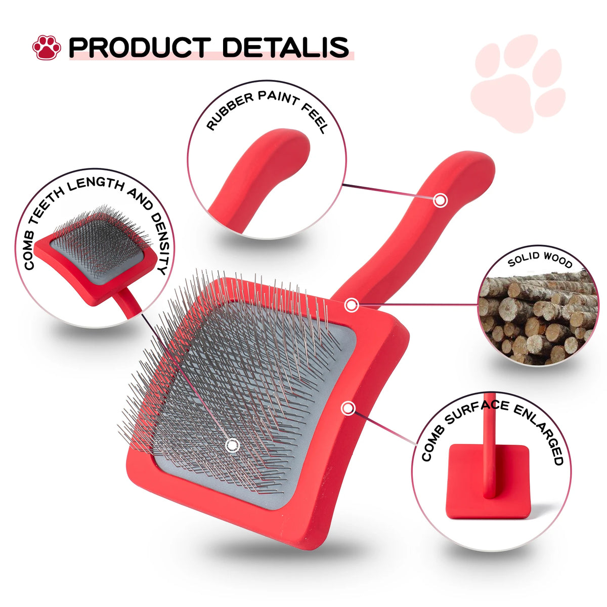 Professional Pet Grooming Slicker Brush with Stainless Steel Pins