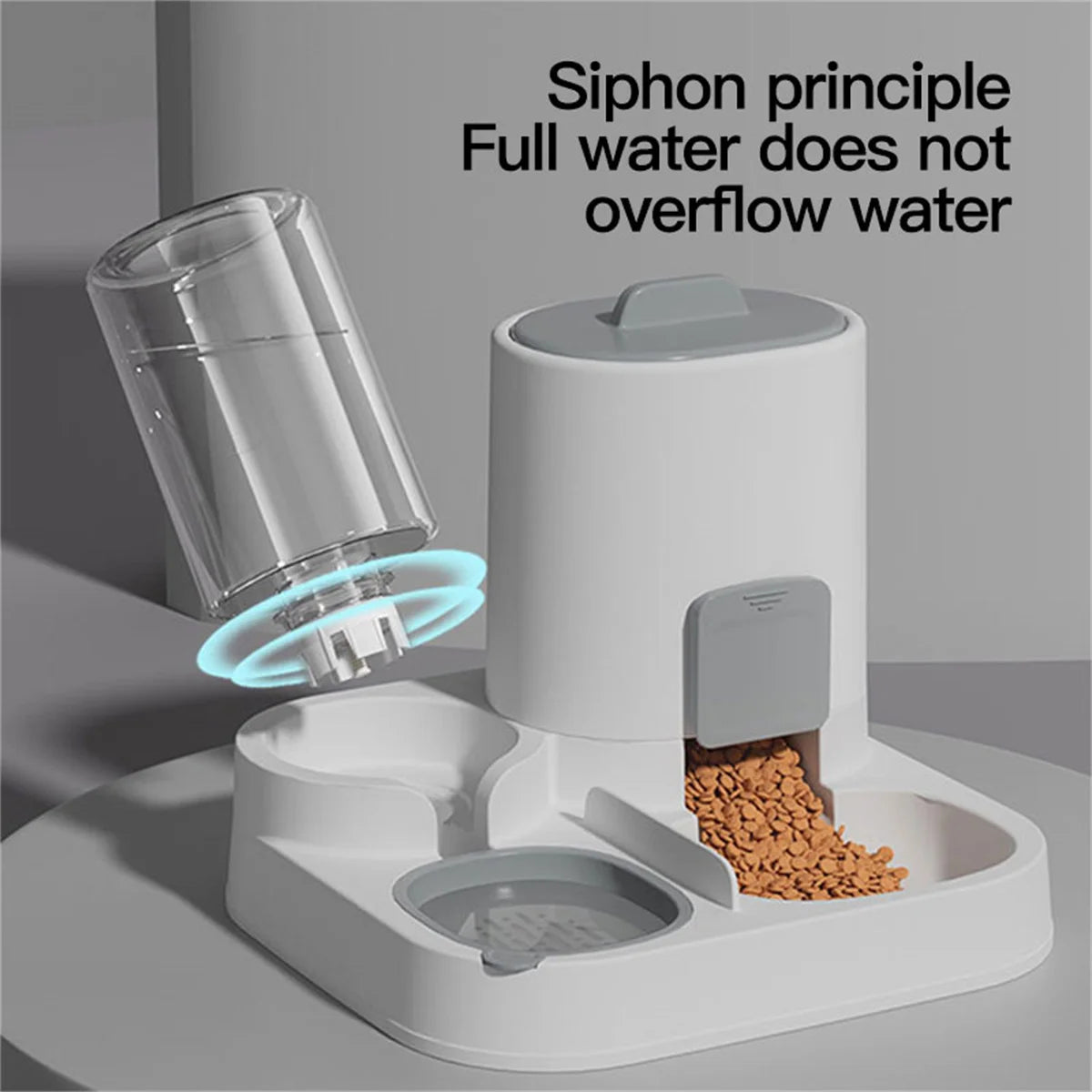Gravity-Fed Cat Water Dispenser & Feeder with Spill-Proof Design