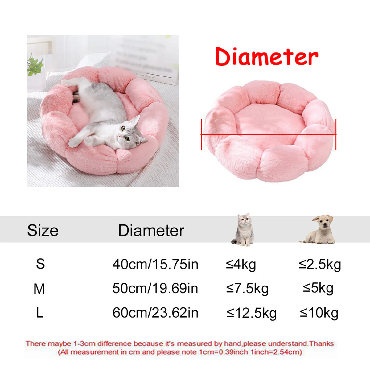 Cozy Plush Round Pet Bed for Dogs and Cats