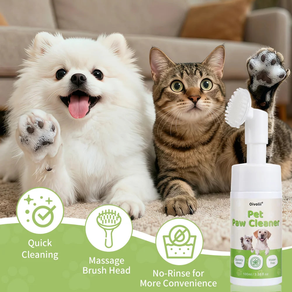 Waterless Paw Foam Cleaner with Built-In Silicone Brush