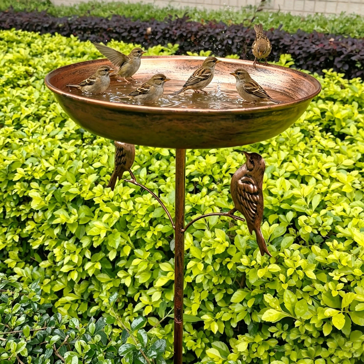 Vintage Copper Bird Bath and Feeder with Five Stable Legs