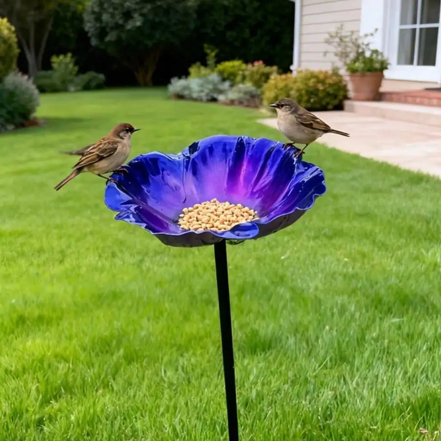 Branch-Style Metal Bird Feeder with Detachable Flower Tray