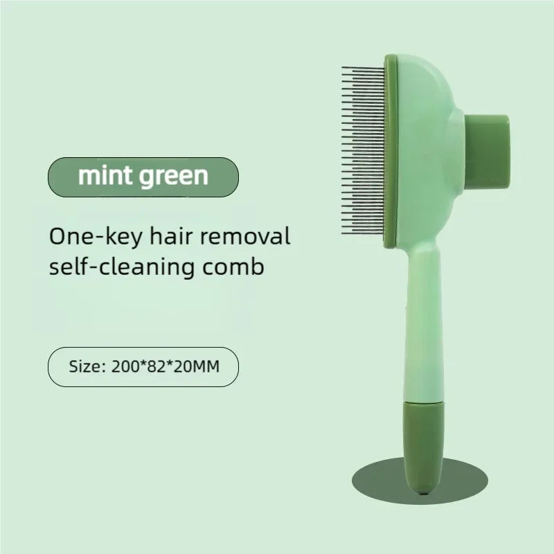 Self-Cleaning Pet Grooming Brush with One-Button Hair Release