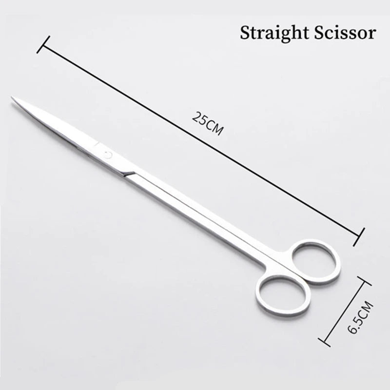 A straight scissor with a 25cm blade and 6.5cm handles for aquarium cleaning.