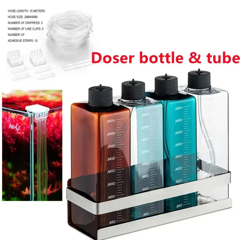 Set de Botellas Dosificadoras para Acuario de 450 ml con Base de Acero Inoxidable