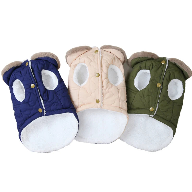 Waterproof Fur Collar Dog Jacket - Winter Warm Fleece for Small Dogs