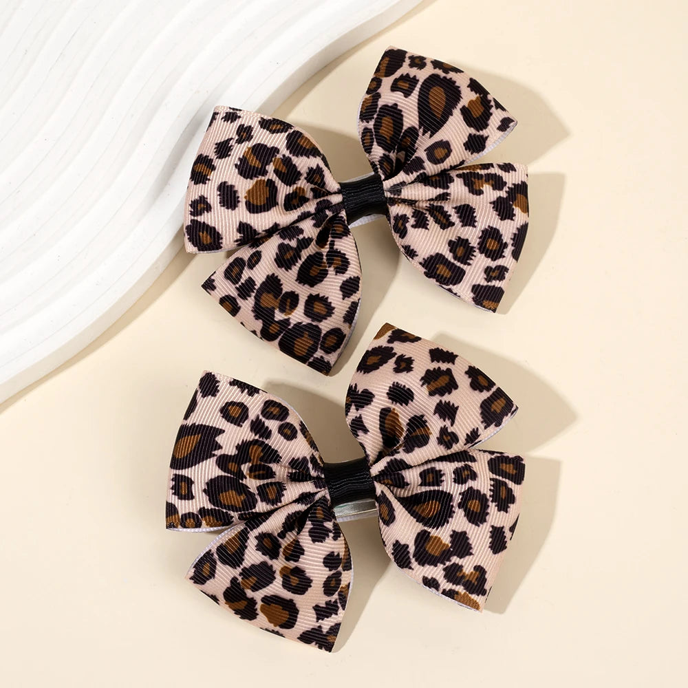 Leopard Bow Hair Clips for Girls - Set of 2