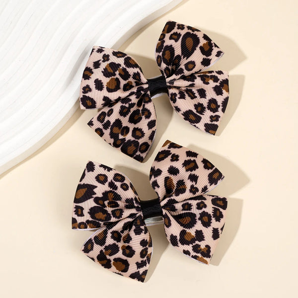 Leopard Bow Hair Clips for Girls - Set of 2