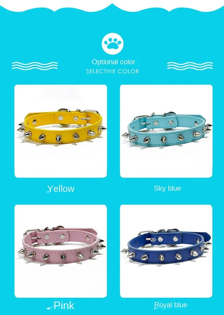 Studded PU Leather Dog Collar with Metal Accents