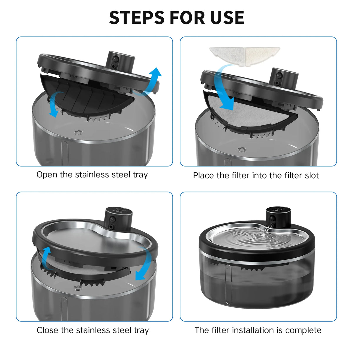 Wireless Cat Water Fountain with Smart Sensor and 4000mAh Battery