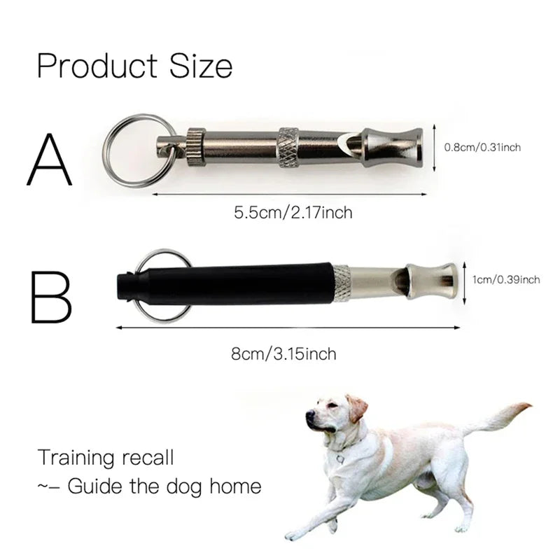Adjustable Pitch Stainless Steel Dog Whistle with Keychain