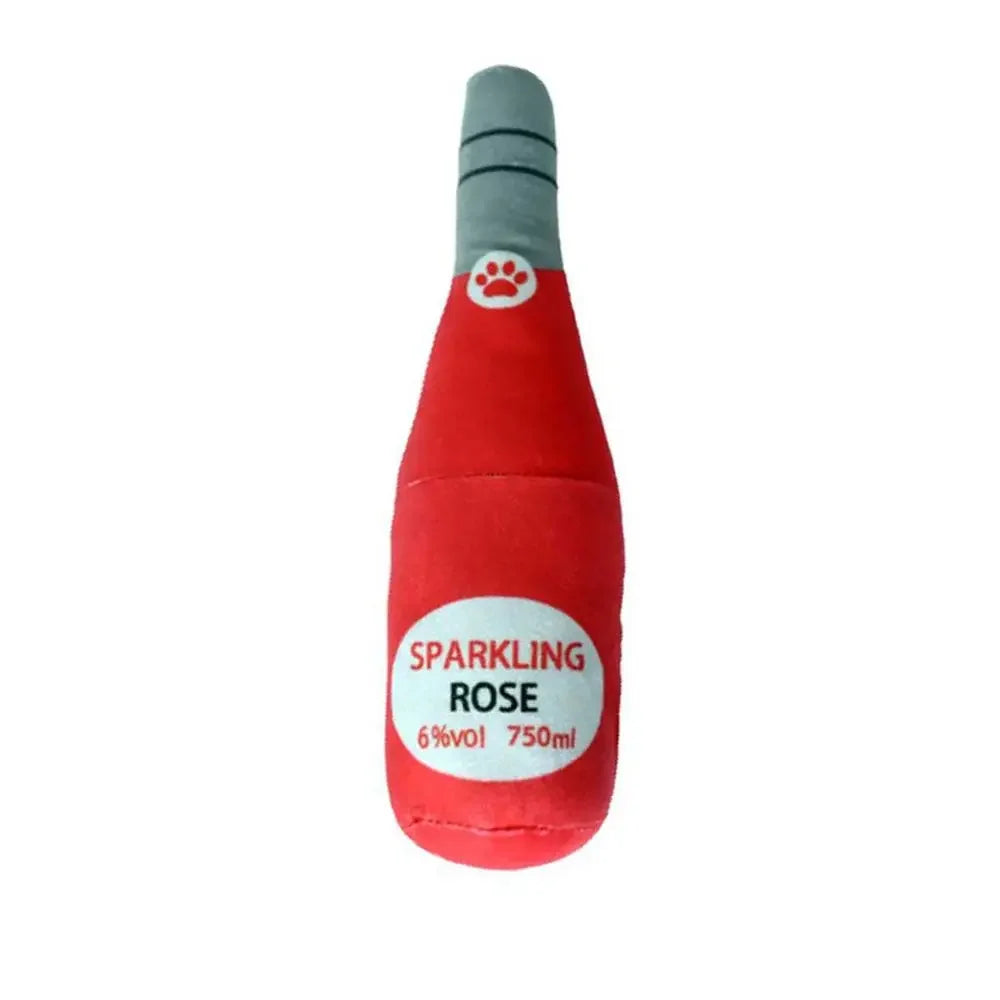 Whimsical Wine Bottle Dog Toy with Squeaker