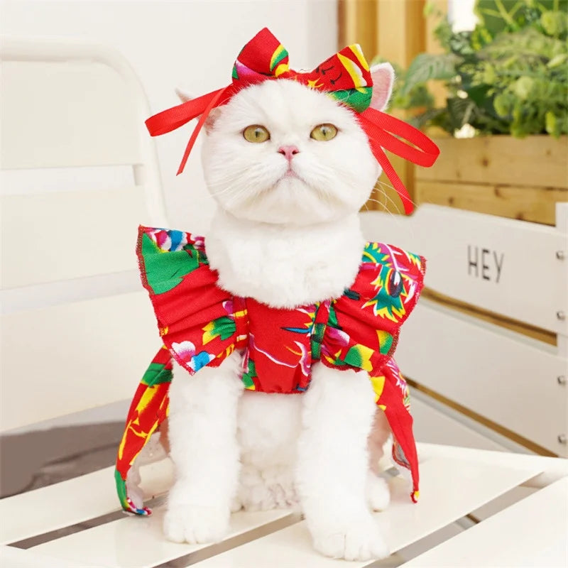 Floral Summer Princess Dress for Small Dogs and Cats