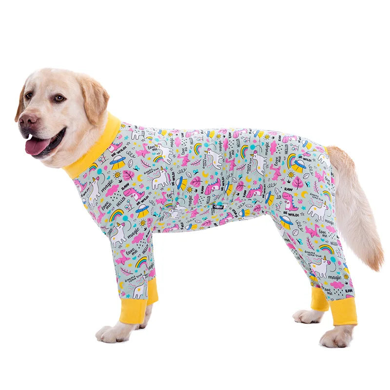 Soft Cotton Dog Pajamas Jumpsuit for Medium & Large Dogs