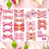 Pink Bow Hair Clips for Small Dogs - Pet Grooming Accessories (10 Pack)