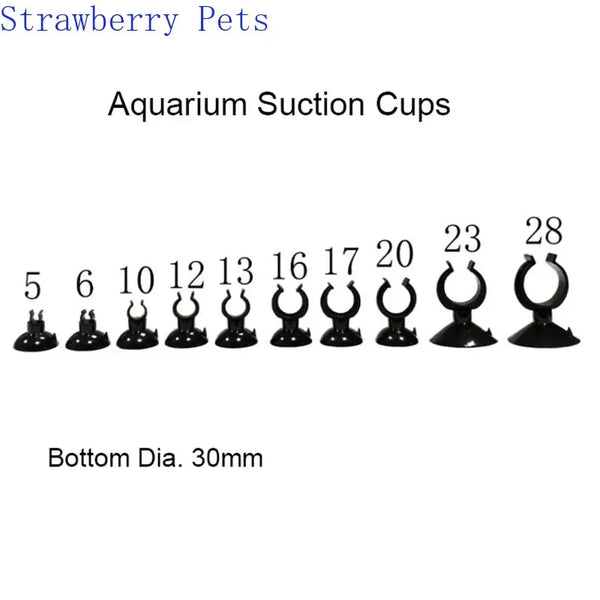 A set of 23 aquarium suction cup holders with various diameters, including a bottom diameter of 30mm.