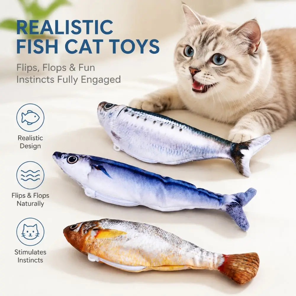 Interactive Cat Toy Fish with Wagging Tail – USB Rechargeable