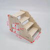 Light wood wooden multi-room maze playhouse for hamsters with dimensions marked.