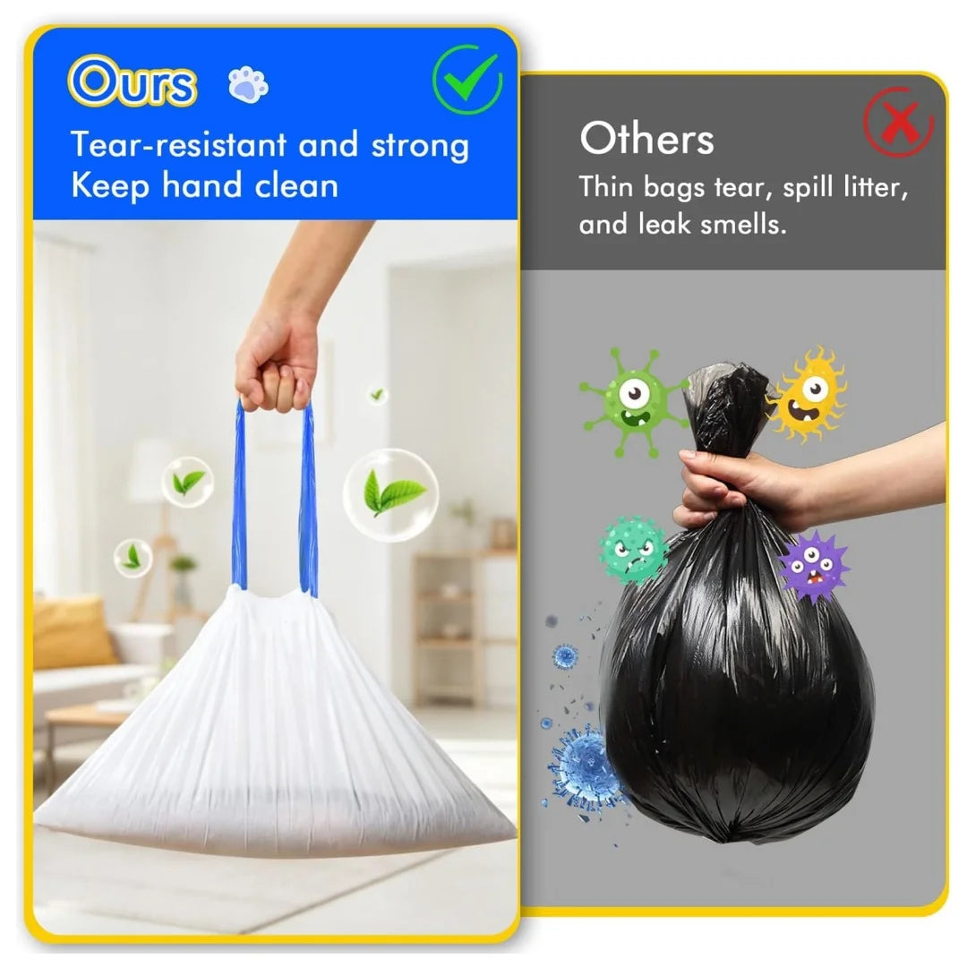 Leak-Proof Drawstring Cat Litter Bag for Self-Cleaning Litter Boxes