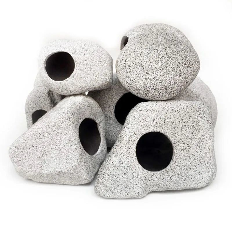 Ceramic Aquarium Cave Decor for Cichlids & Shrimp