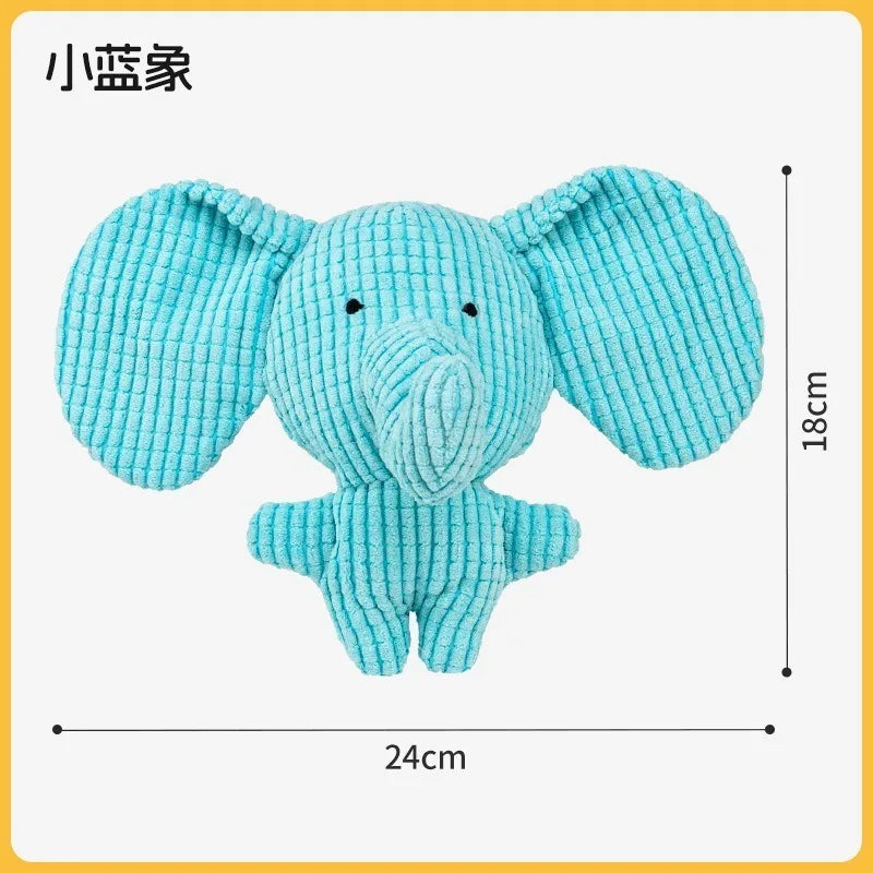 A light blue elephant plush toy with large ears and a body, measuring 18cm high and 24cm long.