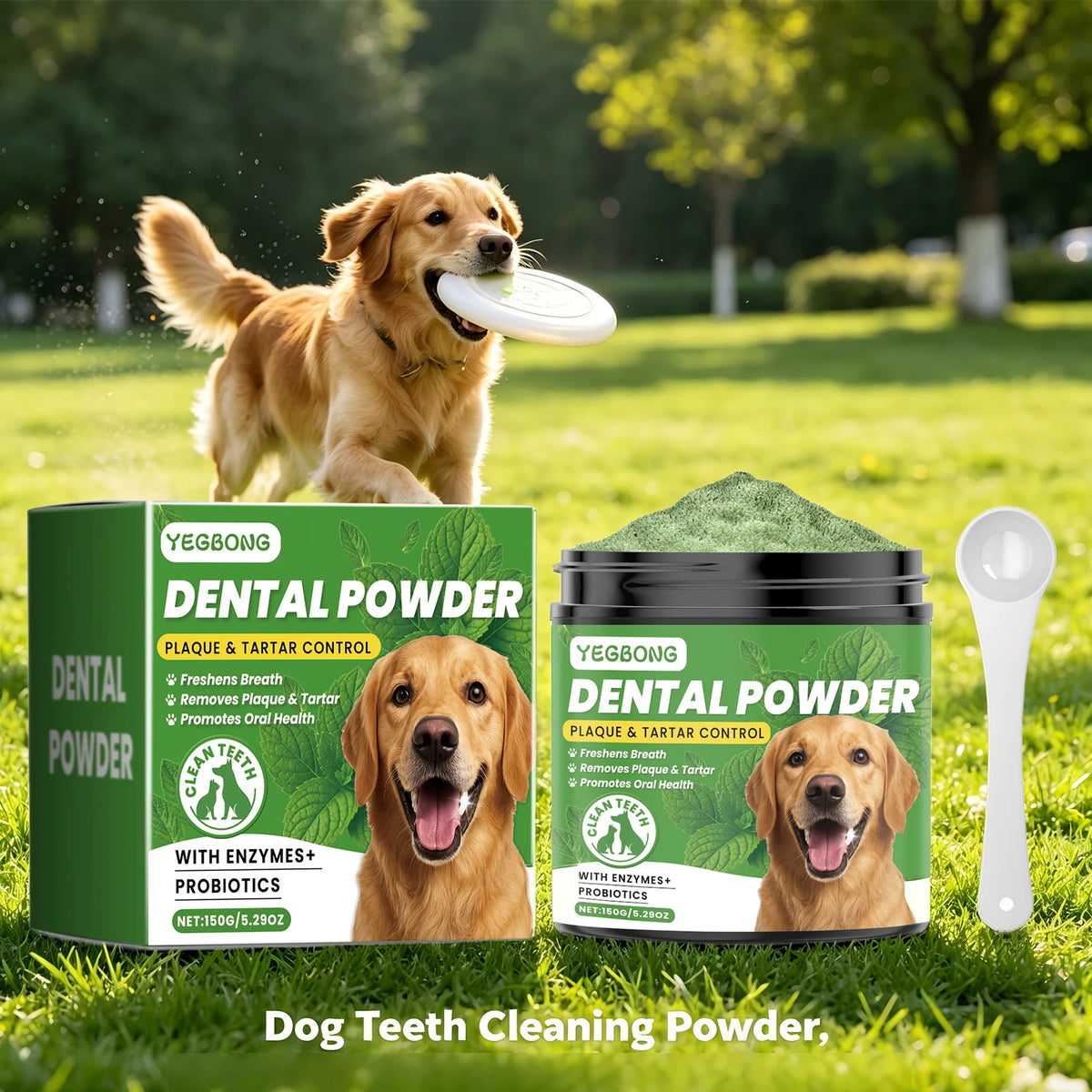 Pet Dental Powder for Dogs – Enzymes & Probiotics for Plaque, Tartar & Fresh Breath