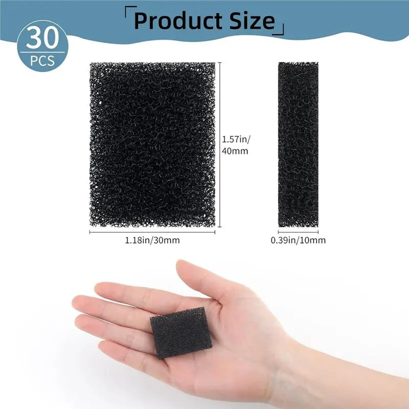 Replacement Foam Filters for Pet Water Fountains (30-Pack)