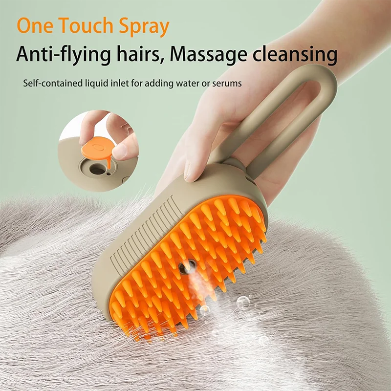 Brosse de toilettage électrique 3-en-1 pour animaux avec vapeur et massage