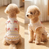 Striped Mesh Dog Outfit with Bow and Ruffles for Small to Medium Breeds
