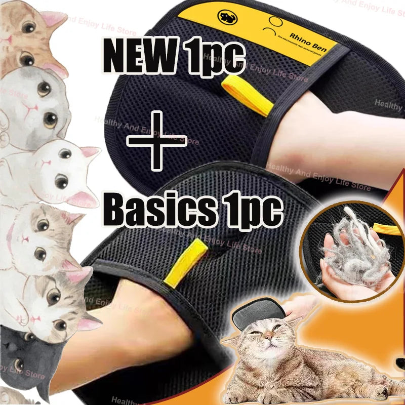 Double-Sided Pet Hair Removal and Grooming Gloves