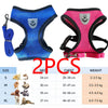 Two adjustable reflective harnesses for cats and small dogs in various sizes and colors with included leashes