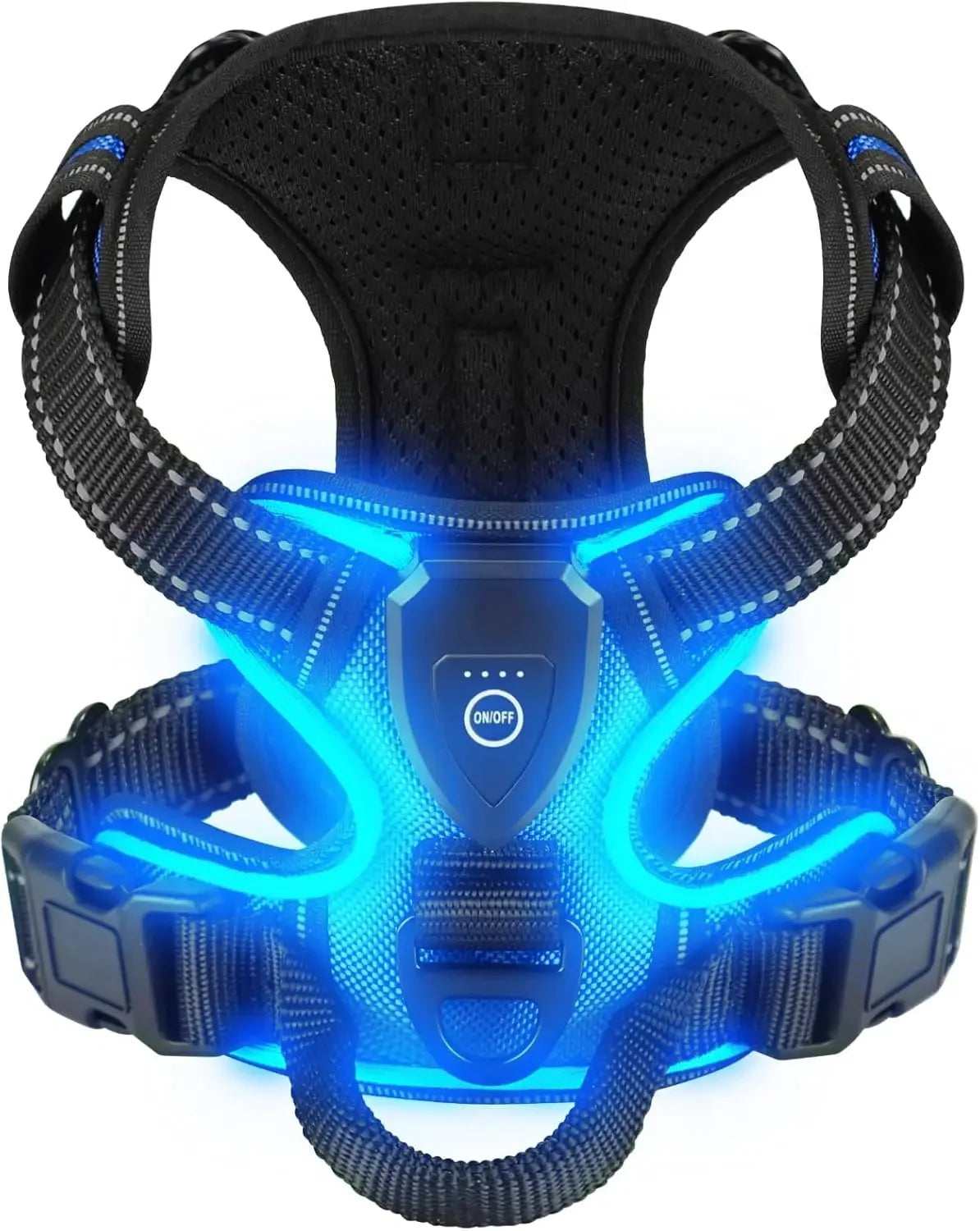 Rechargeable LED Dog Harness with 3 Light Modes for Night Safety