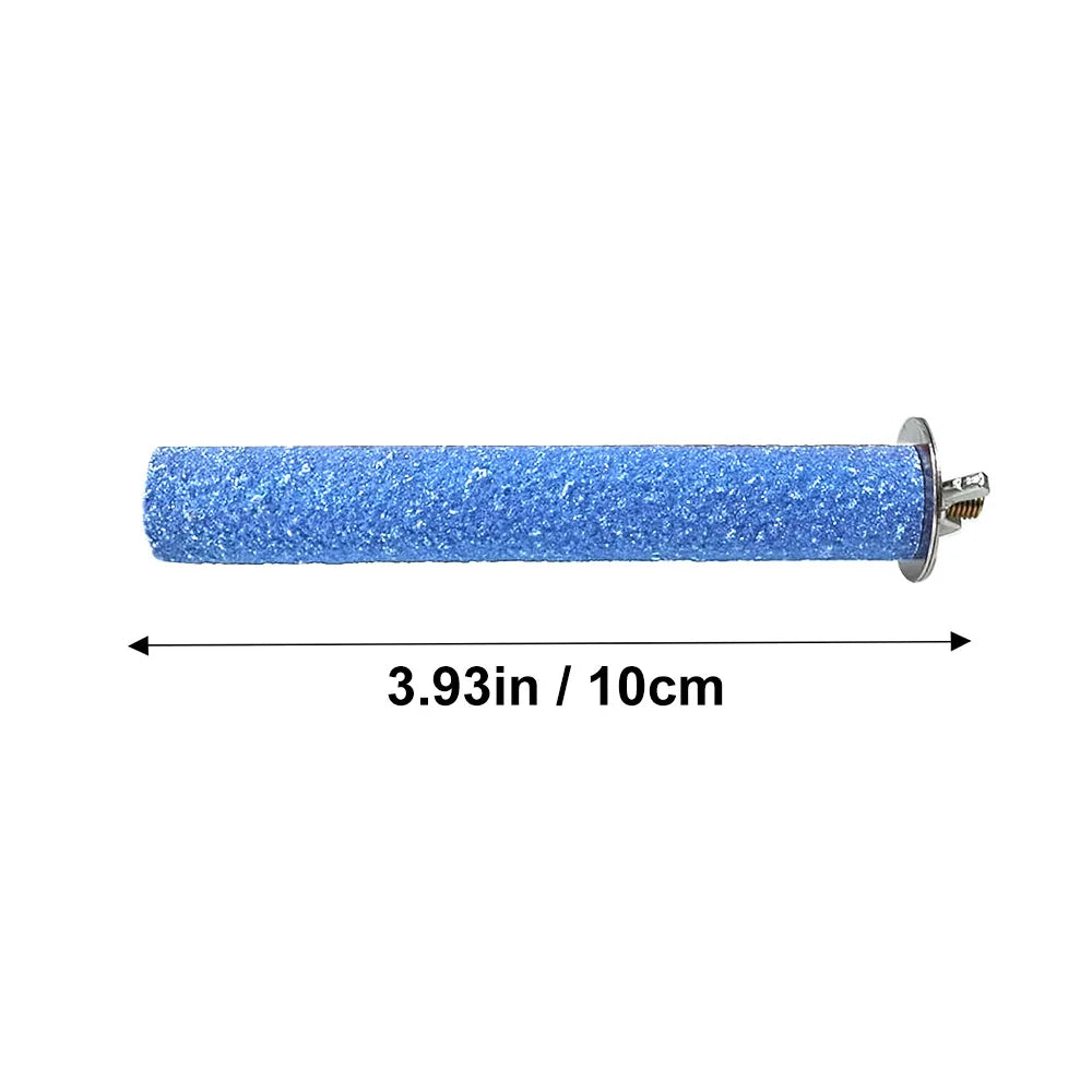 Blauer glitzernder Naturholz-Stand für Papageien und Vögel, 3,93 Zoll lang.